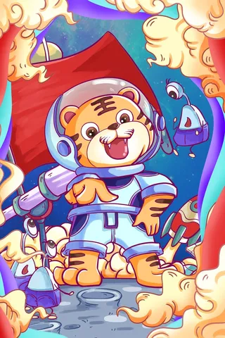 虎年中国风萌虎插画