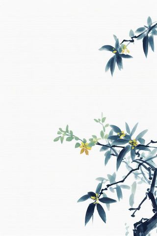 中国风简约淡雅蓝色枝叶背景
