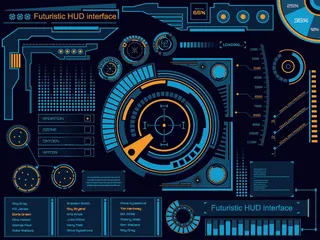 科幻未来科技操作仪表盘HUD元素图游戏UI图标界面边框矢量AI素材