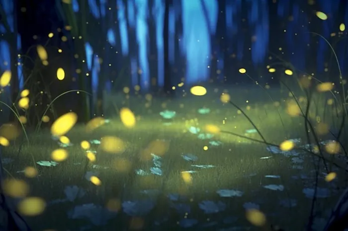夜晚萤火虫草丛背景(1344x896)