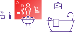 线条图洗浴间紫色线条科技kv主视觉素材