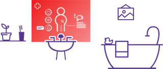 线条图洗浴间紫色线条科技kv主视觉素材