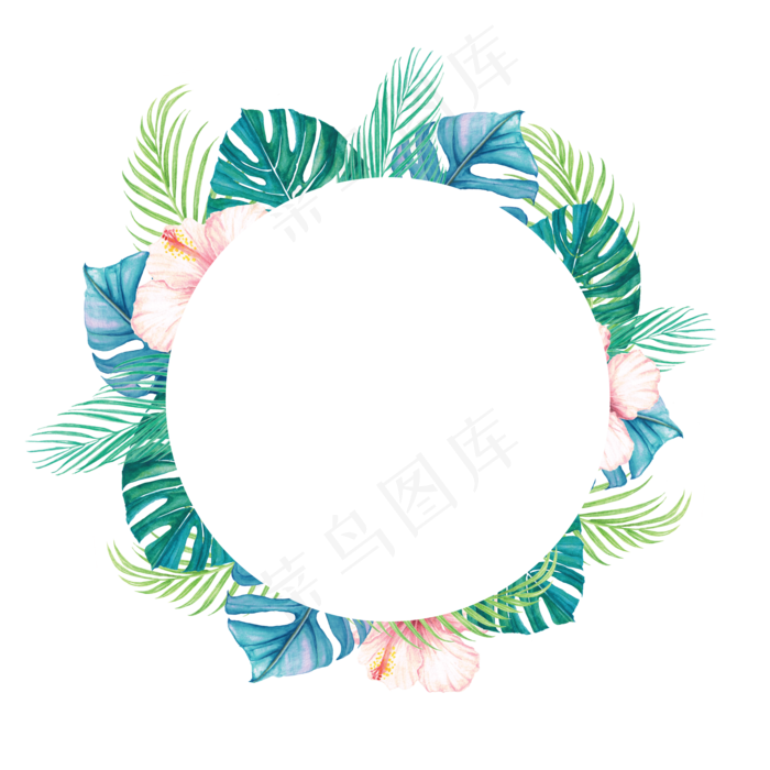 手绘插画-花环