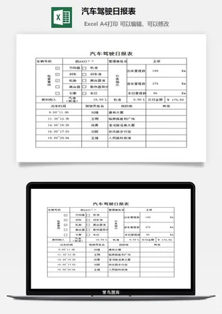 汽车驾驶日报表excel模板