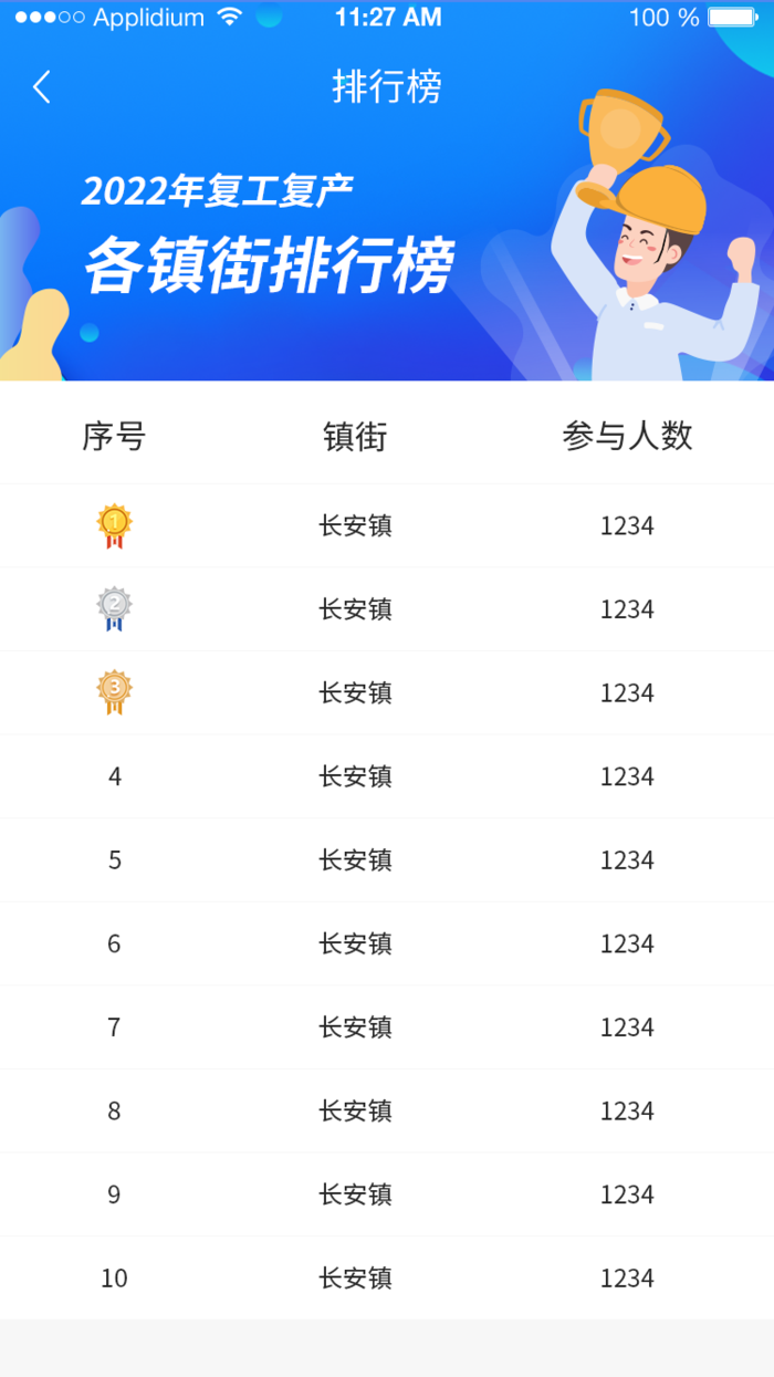 安全生产复工复产云培训排行页psd模版下载