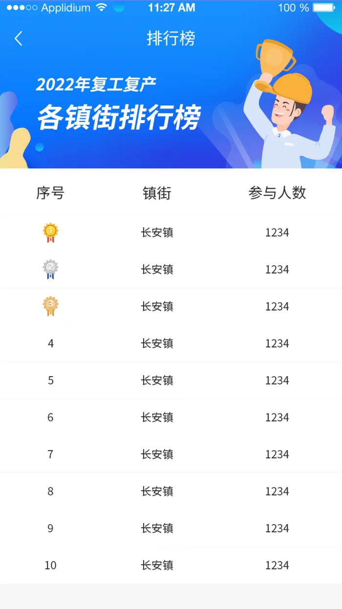 安全生产复工复产云培训排行页psd模版下载