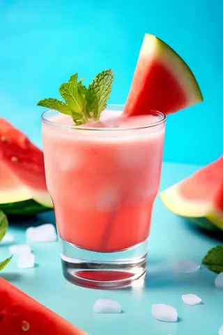 西瓜汁清爽薄荷背景