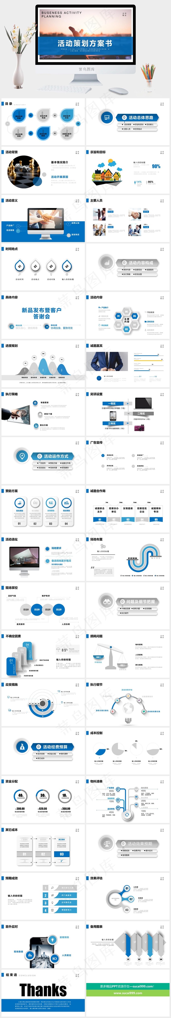 框架完整蓝色活动商业策划方案ppt模板