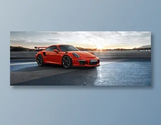 橙色保时捷跑车摄影图