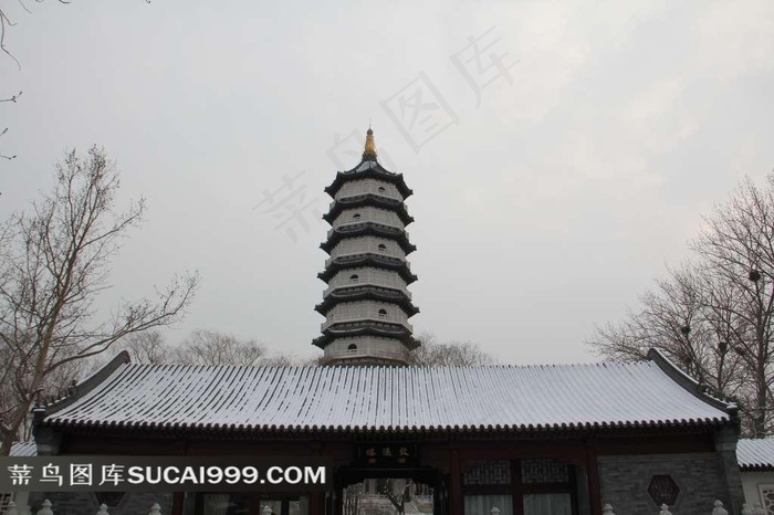天津北宁公园古建筑古塔摄影素材