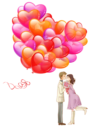 情侣送花亲吻情人节