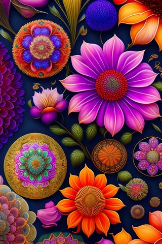 炫彩迷幻色插画花朵海报壁纸