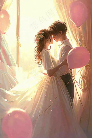 情人节浪漫爱情情侣520粉色爱心气球玫瑰