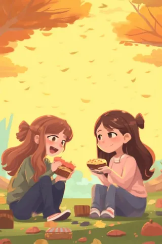 小孩森林夏日吃零食背景