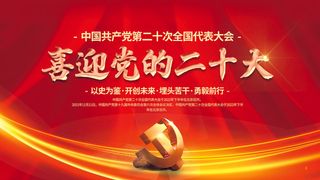 喜迎党的二十大红色展板