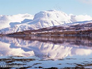 湖畔雪山美景壁纸