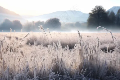 白霜植物叶子雾凇摄影图 白霜植物叶子雾凇摄影图