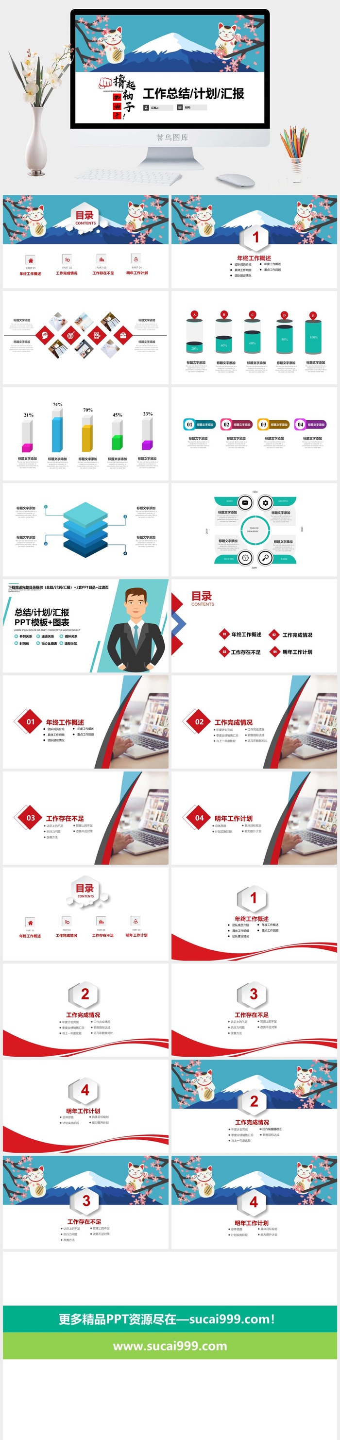 商务总结汇报工作计划PPT模板