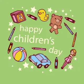 卡通儿童节绿色背景
