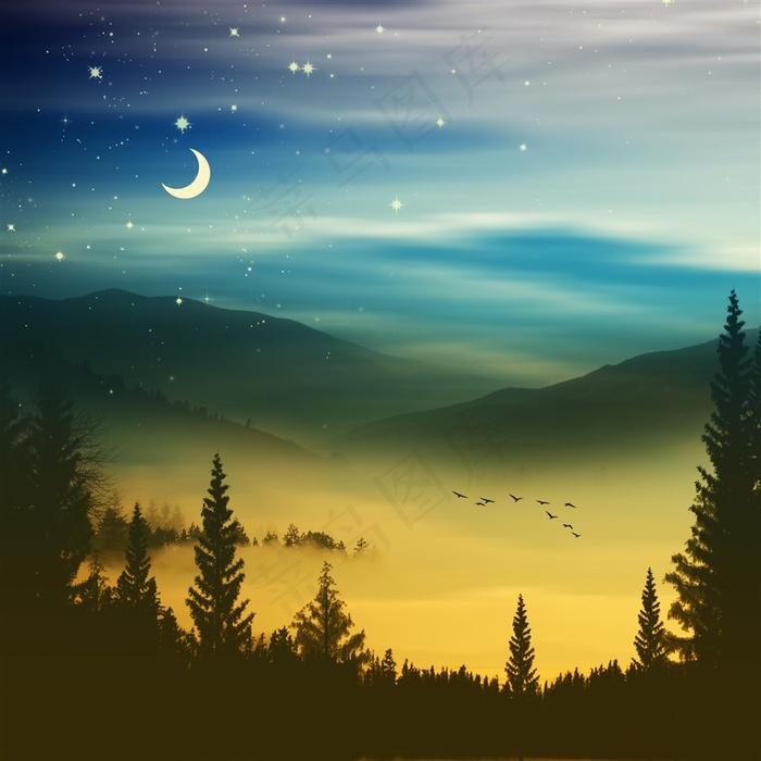 唯美山林景色图片