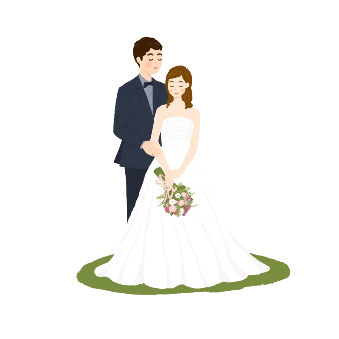 婚纱卡通人物婚礼白纱结婚婚纱摄影手绘