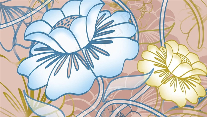 复古手绘花卉背景图片