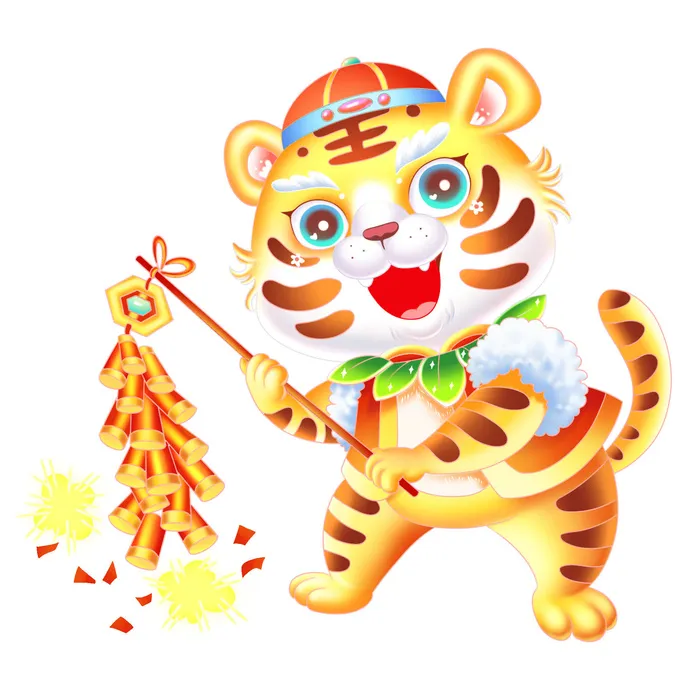 手绘2022虎年新年春节卡通老虎形象IP插画元素PSD设计素材图案psd模版下载
