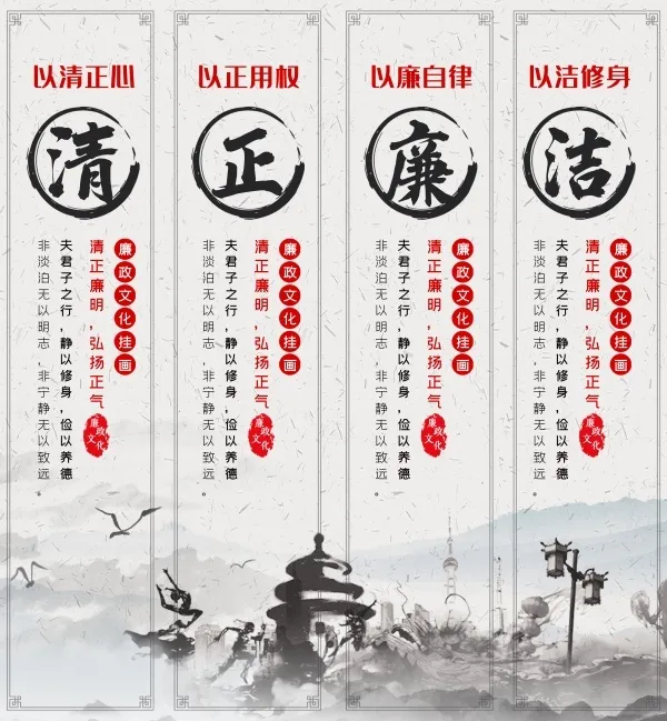 党建文化墙-清正廉洁psd模版下载