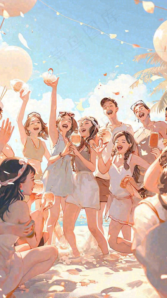 夏日避暑沙滩激情狂欢派对，清爽海浪音乐，夏至大暑小暑度假(816x1456)