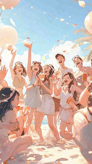 夏日避暑沙滩激情狂欢派对，清爽海浪音乐，夏至大暑小暑度假