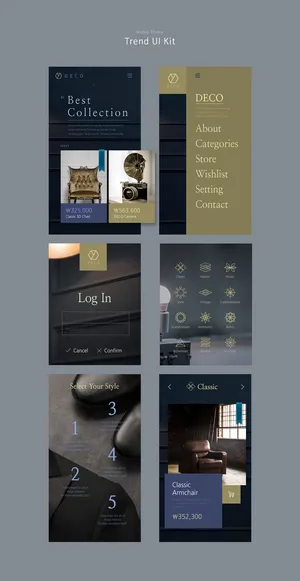 UI多页面包装展示手机APP交互界面样机长图概念PSD设计模板