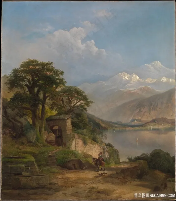 托马斯 · 莫兰，科莫湖风景画油画