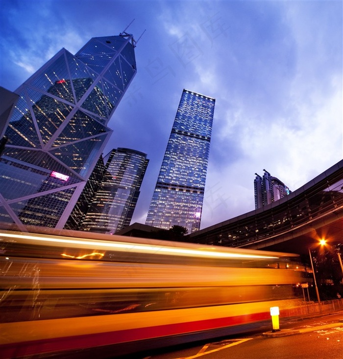 香港繁华城市夜景风光