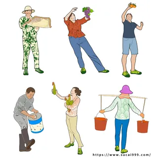 农民农事活动扁平化劳动节人物插画海报展板印刷