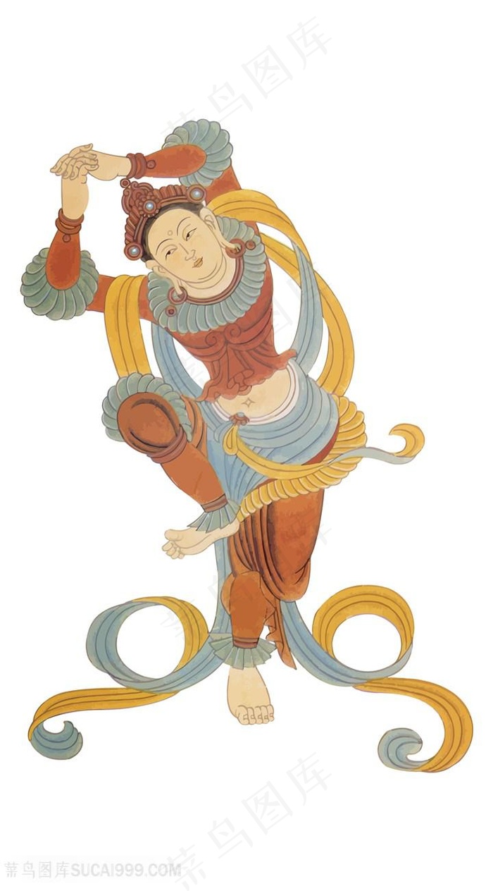跳舞的敦煌菩萨矢量壁画