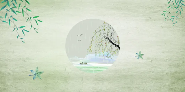 中国风传统水墨古风古典展板边框工笔画PS海报背景平面设计素材