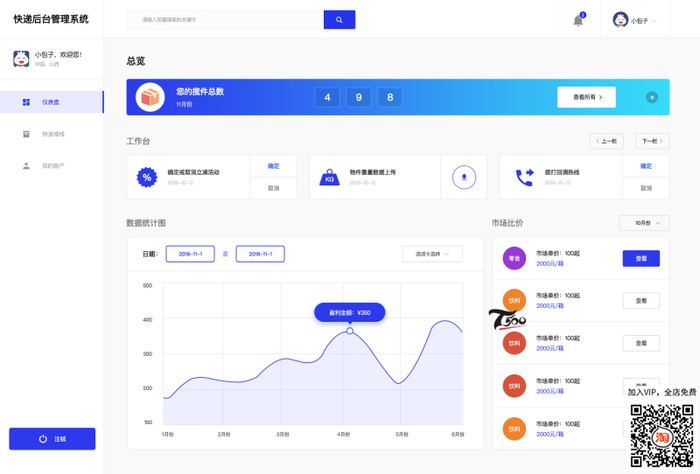 快递行业管理平台简约界面