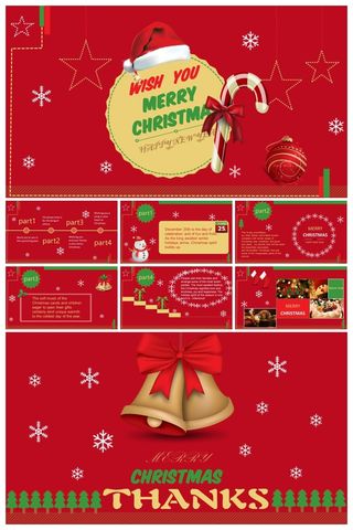 圣诞节扁平风格英文ppt模板