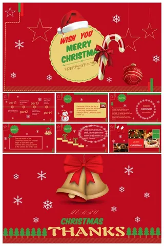 圣诞节扁平风格英文ppt模板