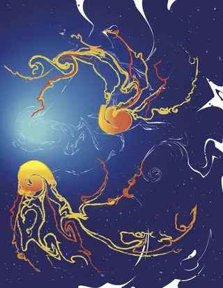 海底水母手绘图片