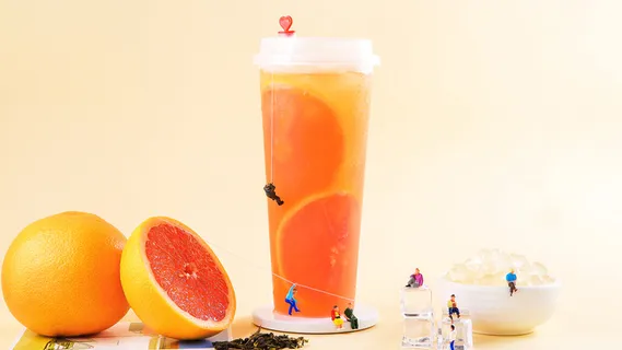 奶茶店水果茶饮品特饮高清图西柚寒天冰茶