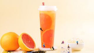 奶茶店水果茶饮品特饮高清图西柚寒天冰茶