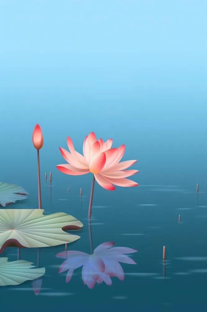 中国风创意荷花水纹背景(896x1344)