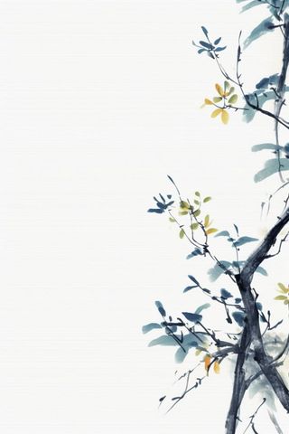 中国风简约淡雅蓝色枝叶背景