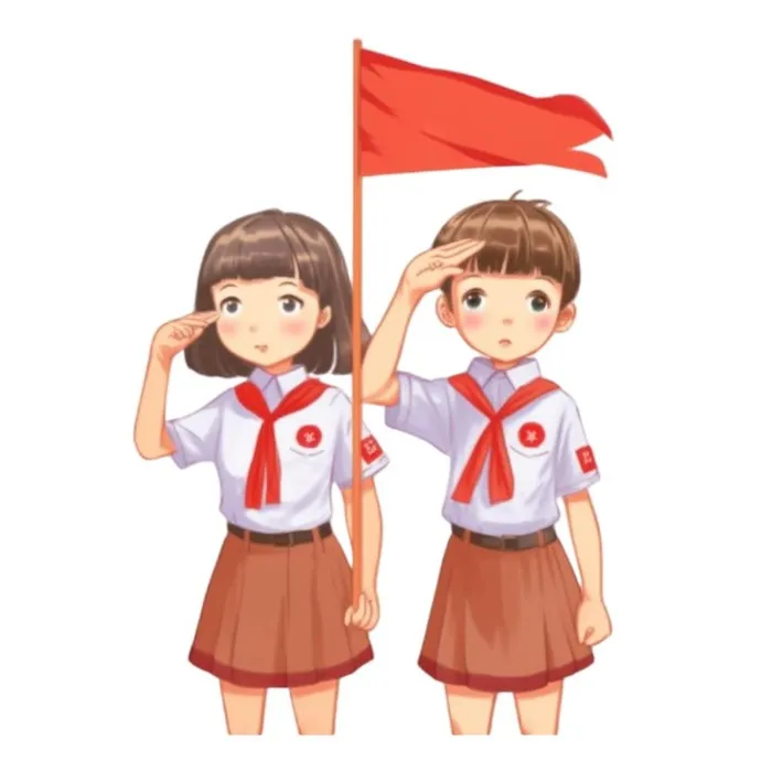 学生们在国旗下敬礼免抠(1024x1024)