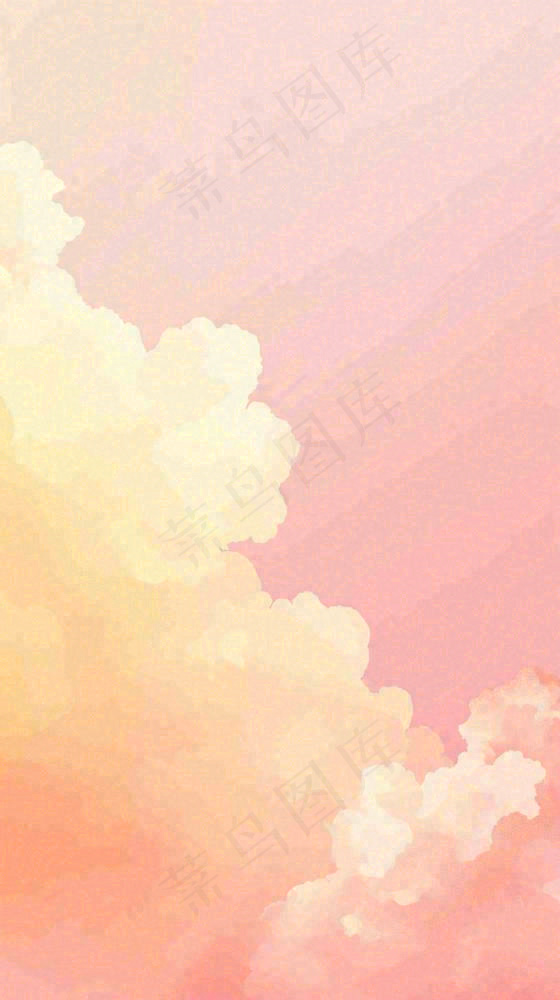 粉黄色渐变温暖云层白云可爱插画手绘
