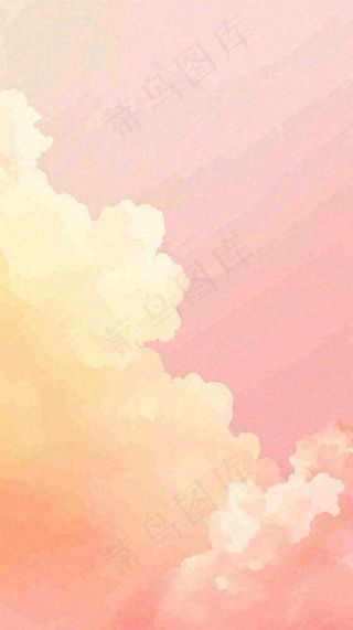 粉黄色渐变温暖云层白云可爱插画手绘