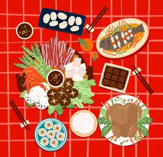 新年中国风美食插画