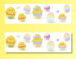 复活节花环彩蛋兔子的可爱形象插画元素