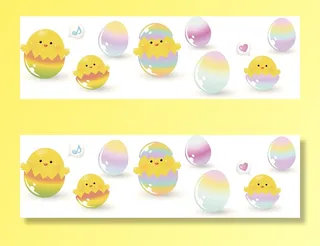 复活节花环彩蛋兔子的可爱形象插画元素